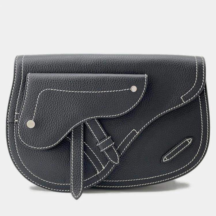 Pre Owned Dior Saddle Black Leather Crossbody Bag