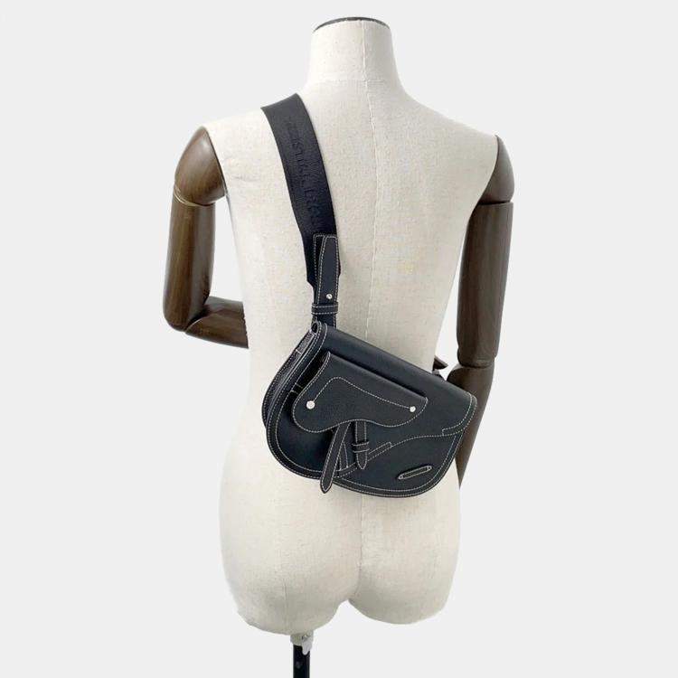 Pre Owned Dior Saddle Black Leather Crossbody Bag