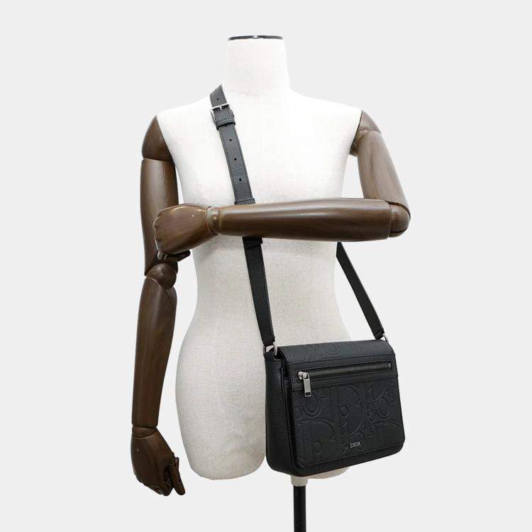 Pre Owned Dior Gravity Black Leather Messenger Bag