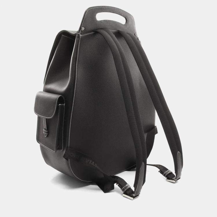 Pre Owned Christian Dior Dior Gallop Backpack Maxi Grained Calfskin Leather Black