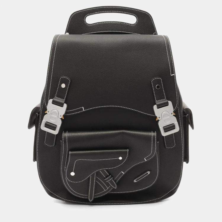 Pre Owned Christian Dior Dior Gallop Backpack Maxi Grained Calfskin Leather Black