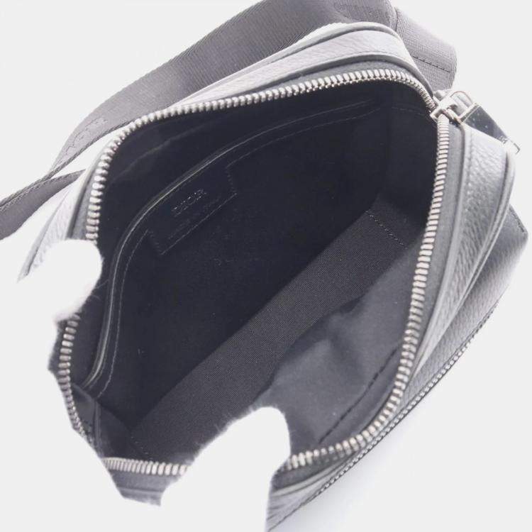 Pre Owned Christian Dior Dior Rider 2.0 Zip Messenger Bag Mini Oblique Jacquard Canvas And Leather Black