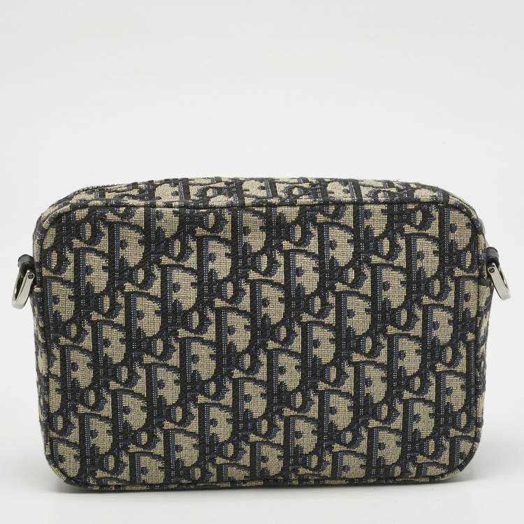 Pre Owned Dior Navy Blue Oblique Canvas Safari Bag