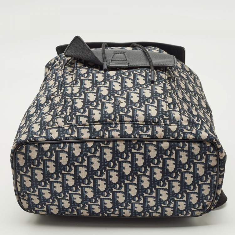 Pre Owned Dior Navy Blue Oblique Nylon Motion Backpack