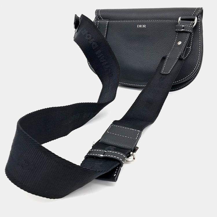 Pre Owned Dior Homme Saddle Black Leather Pouch Bag