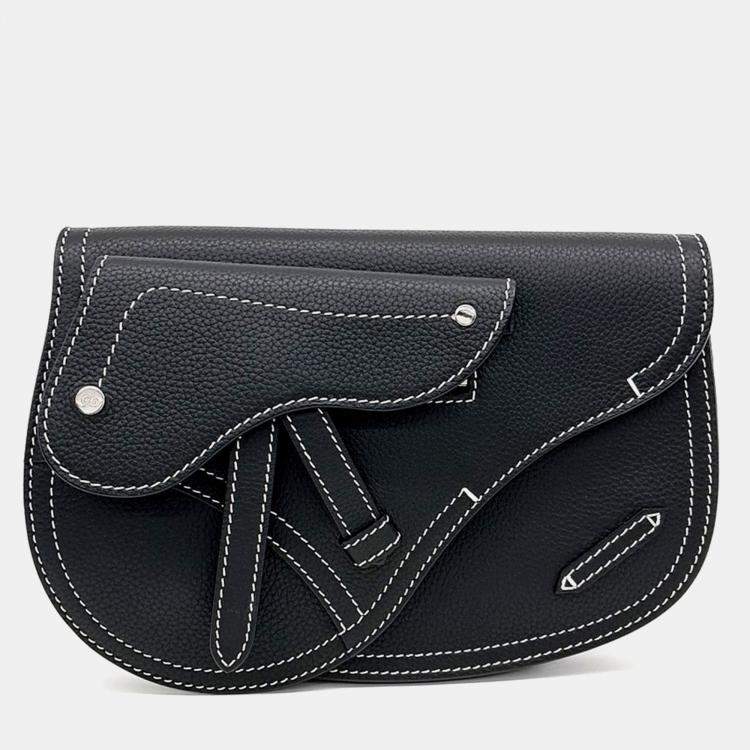 Pre Owned Dior Homme Saddle Black Leather Pouch Bag