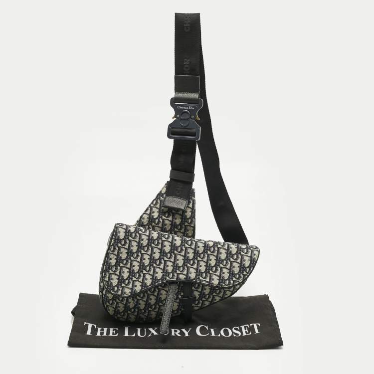 Pre Owned Dior Black Oblique Canvas Saddle Bag