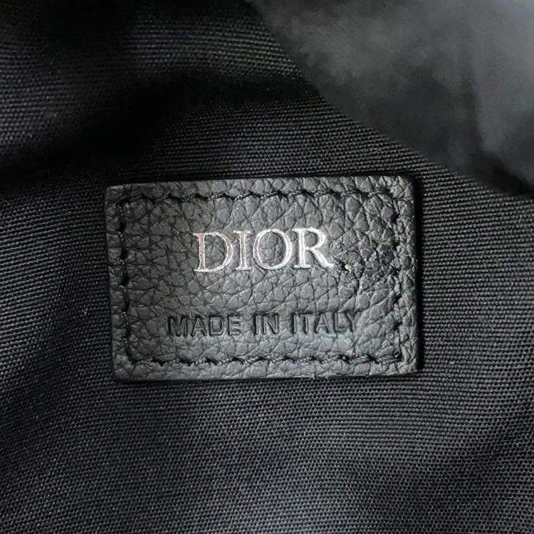 Pre Owned Christian Dior Scarab Oblique Beige Black Canvas Leather Crossbody Bag