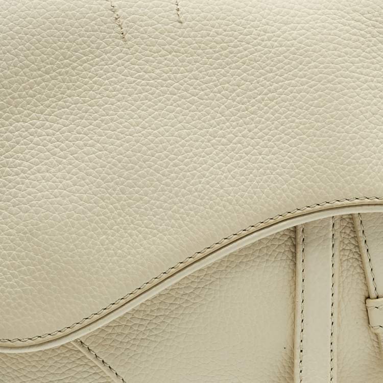 Pre Owned Dior Off White Leather Saddle Crossbody Bag