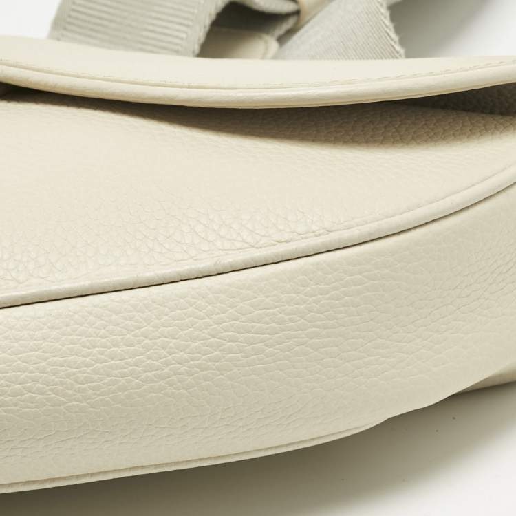 Pre Owned Dior Off White Leather Saddle Crossbody Bag