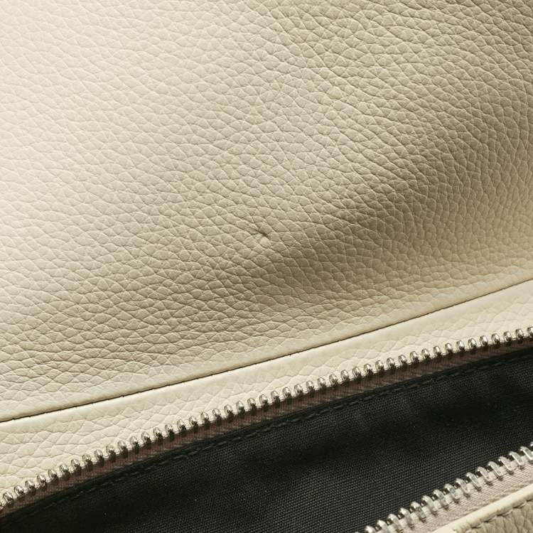 Pre Owned Dior Off White Leather Saddle Crossbody Bag