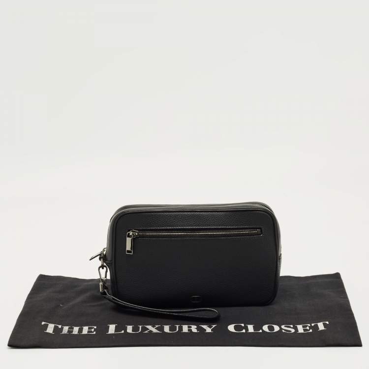 Pre Owned Dior Black Leather CD Toiletry Pouch