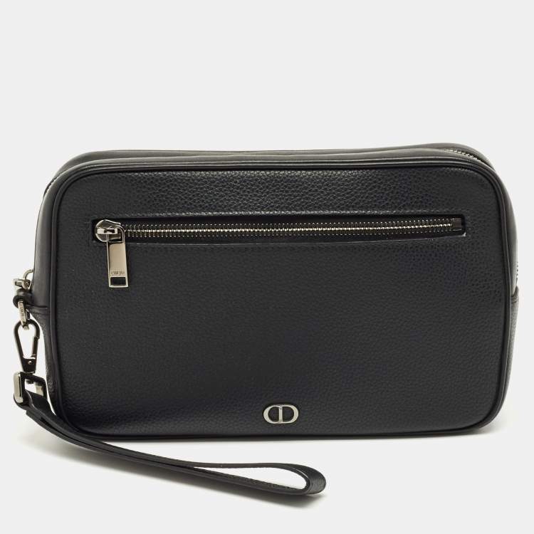 Pre Owned Dior Black Leather CD Toiletry Pouch
