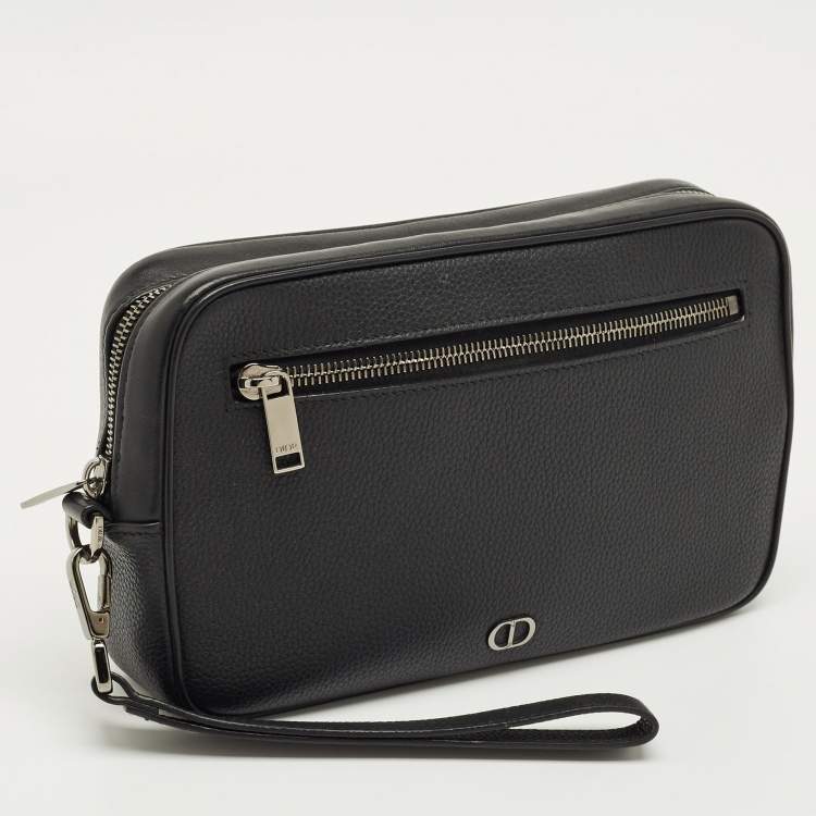 Pre Owned Dior Black Leather CD Toiletry Pouch