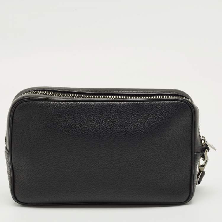 Pre Owned Dior Black Leather CD Toiletry Pouch