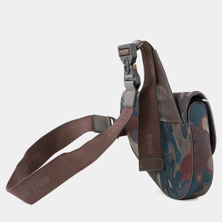 Pre Owned Dior Camouflage Saddle Crossbody Bag Bordeaux/Maru Color Canvas