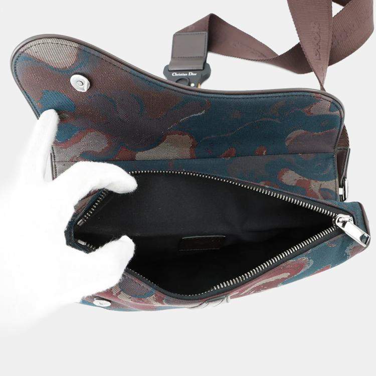 Pre Owned Dior Camouflage Saddle Crossbody Bag Bordeaux/Maru Color Canvas