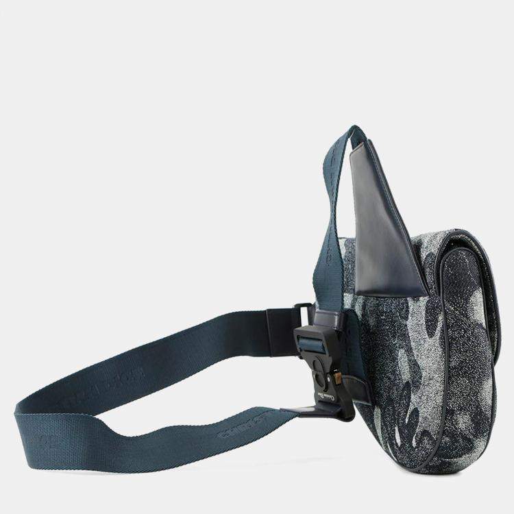Pre Owned Dior Camouflage Saddle Crossbody Bag Navy Canvas