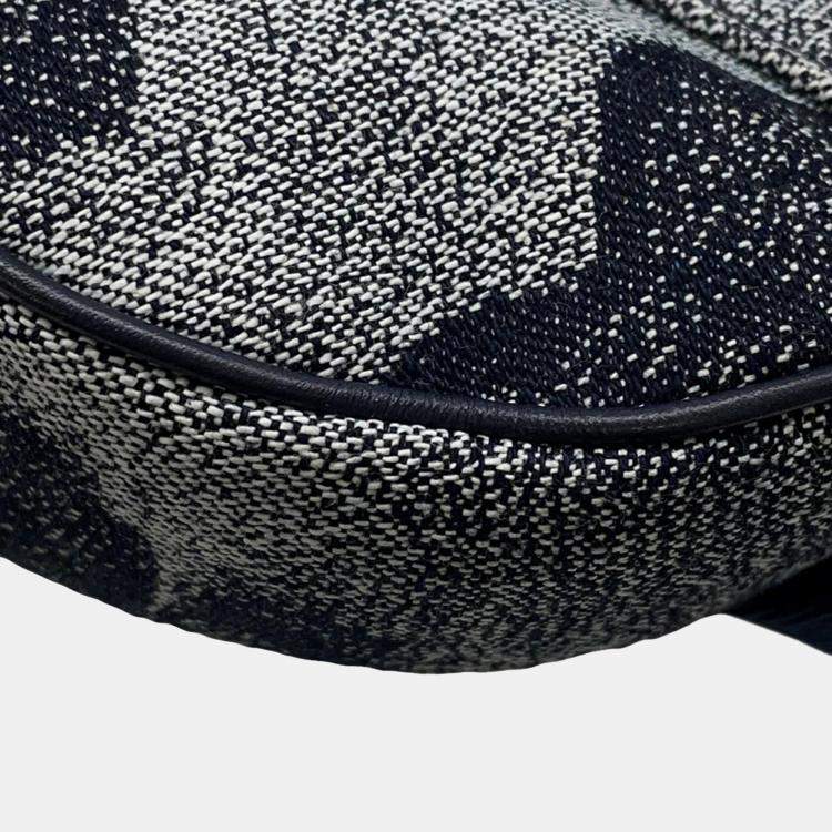 Pre Owned Dior Camouflage Saddle Crossbody Bag Navy Canvas