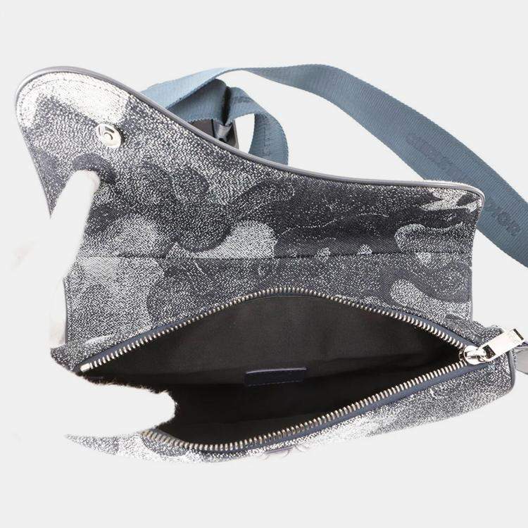 Pre Owned Dior Camouflage Saddle Crossbody Bag Navy Canvas