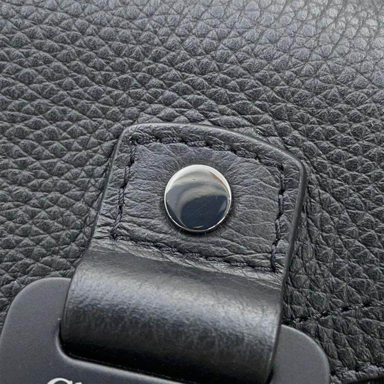 Pre Owned Dior Oblique Saddle Shoulder Black Canvas Calf Leather Size Mini