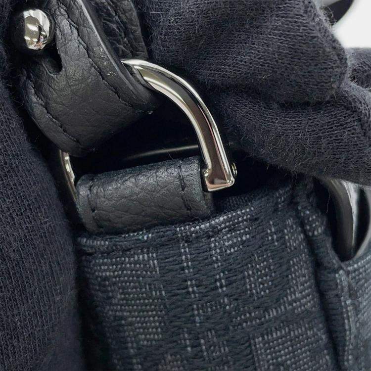 Pre Owned Dior Oblique Saddle Shoulder Black Canvas Calf Leather Size Mini