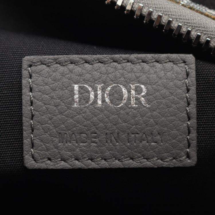 Pre Owned Christian Dior Dior Lingot26 Lango Oblique Gray/Silver Canvas Leather Handbag 