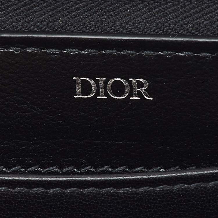 Pre Owned Dior Black Oblique Leather Voyageur Long Zip Around Wallet
