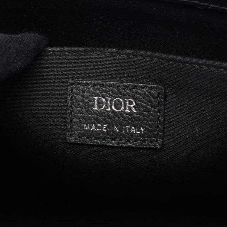 Pre Owned Christian Dior Dior Safari North-South Oblique Handbag  Canvas And Leather  Black