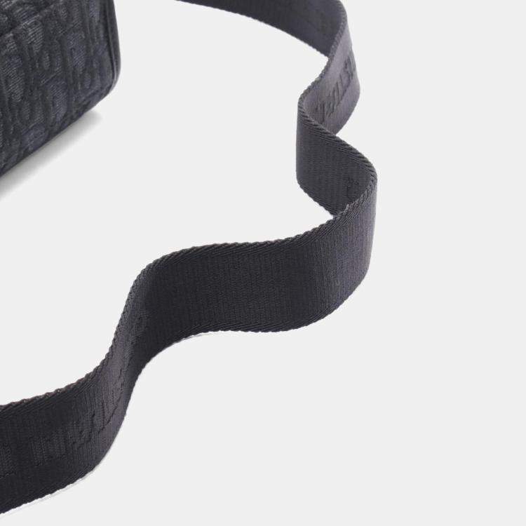 Pre Owned Christian Dior Dior Safari North-South Oblique Handbag  Canvas And Leather  Black