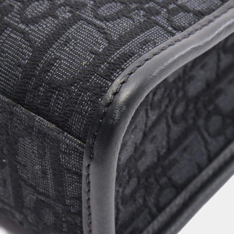 Pre Owned Christian Dior Dior Safari North-South Oblique Handbag  Canvas And Leather  Black