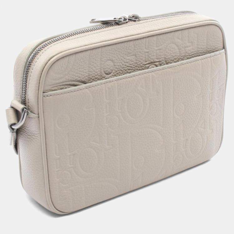 Pre Owned Christian Dior Dior Rider 2.0 Zip Messenger Bag  Shoulder Leather  Beige