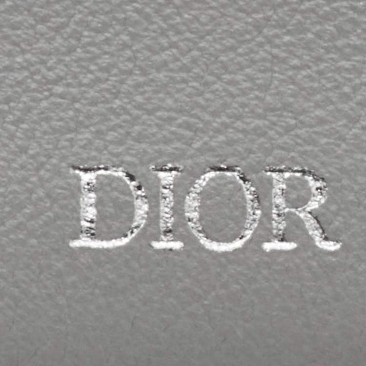 Pre Owned Dior Light Grey Oblique Leather Bi-fold Wallet
