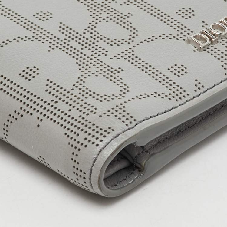 Pre Owned Dior Light Grey Oblique Leather Bi-fold Wallet