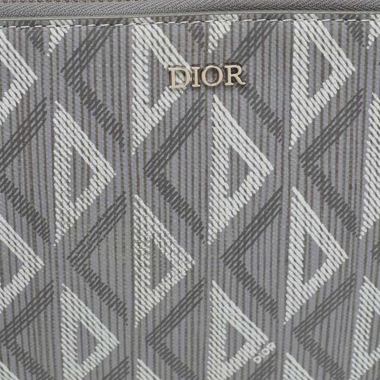 Pre Owned Dior Light Grey CD Diamond Coated Canvas A5 Pouch