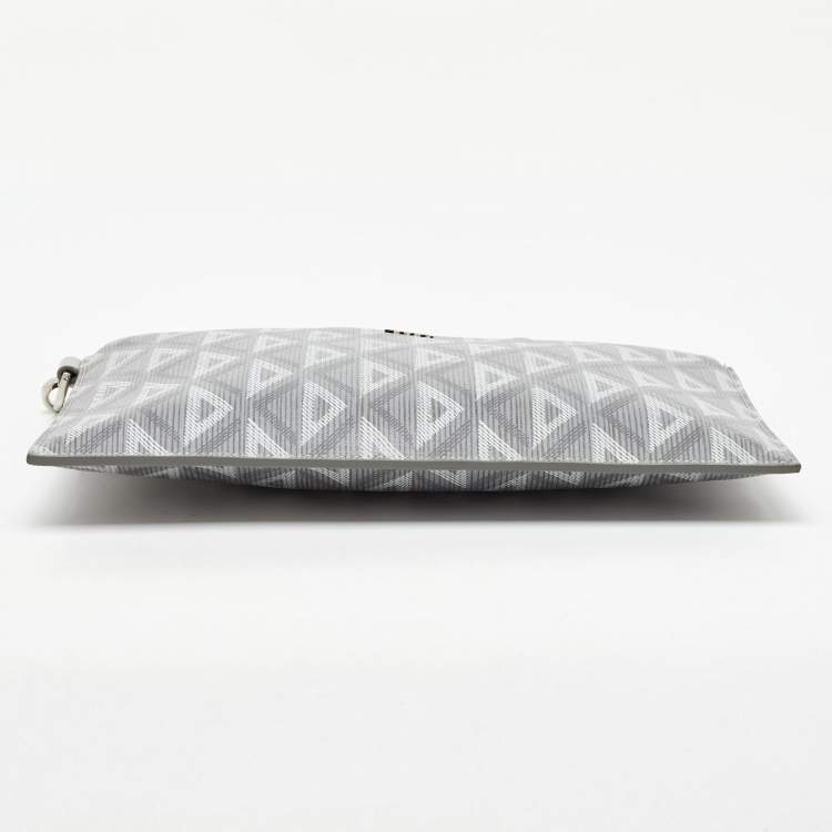 Pre Owned Dior Light Grey CD Diamond Coated Canvas A5 Pouch