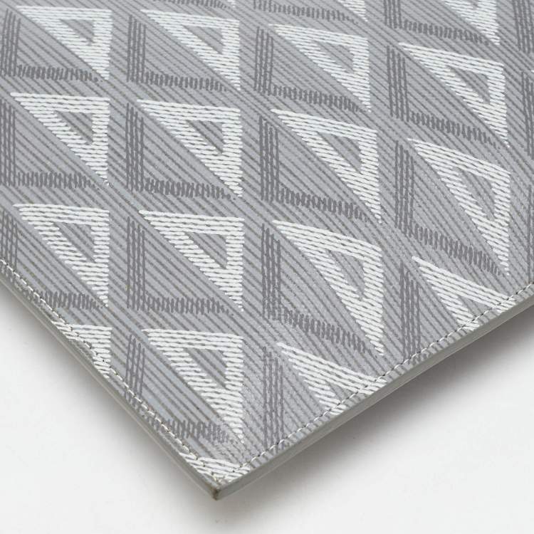 Pre Owned Dior Light Grey CD Diamond Coated Canvas A5 Pouch