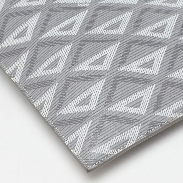 Pre Owned Dior Light Grey CD Diamond Coated Canvas A5 Pouch