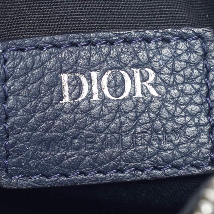 Pre Owned Dior Navy Blue/Black Leather Roller Messenger Bag