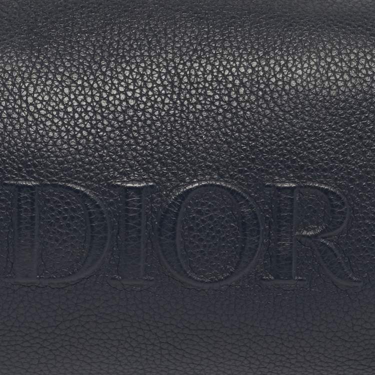 Pre Owned Dior Navy Blue/Black Leather Roller Messenger Bag