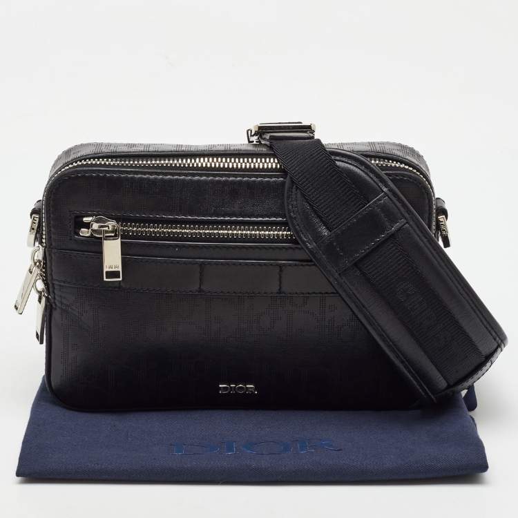 Pre Owned Dior Black Perforated Oblique Leather Galaxy Safari Messenger Bag