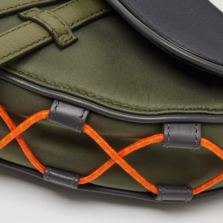 Pre Owned Dior x Sacai Multicolor Technical Fabric and Leather Mini Saddle Bag