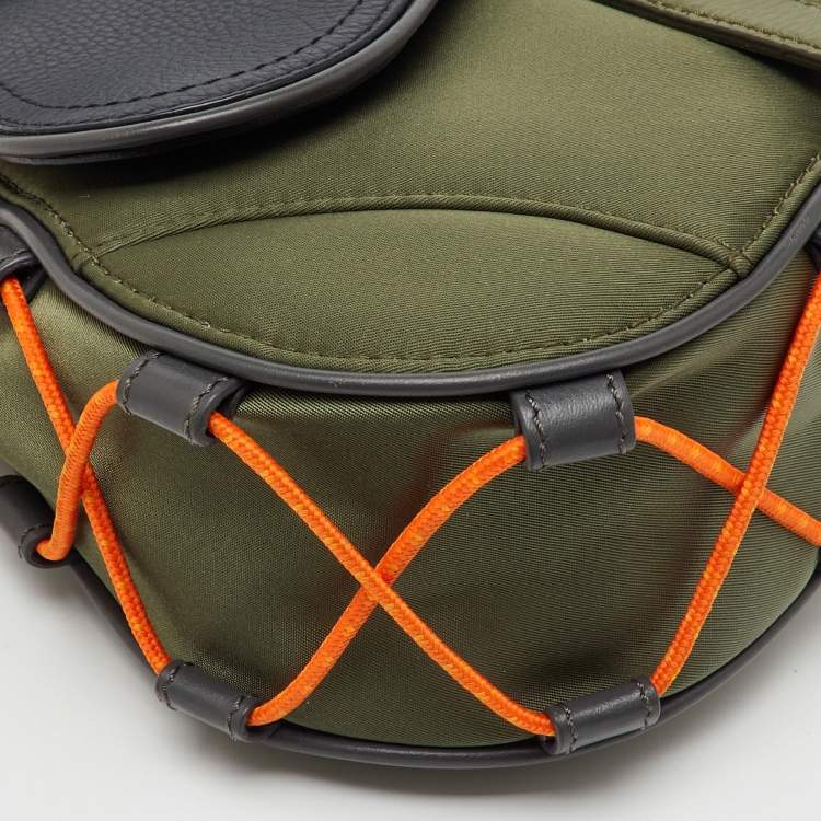 Pre Owned Dior x Sacai Multicolor Technical Fabric and Leather Mini Saddle Bag