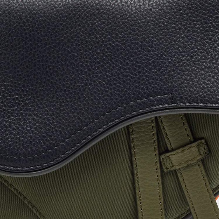 Pre Owned Dior x Sacai Multicolor Technical Fabric and Leather Mini Saddle Bag