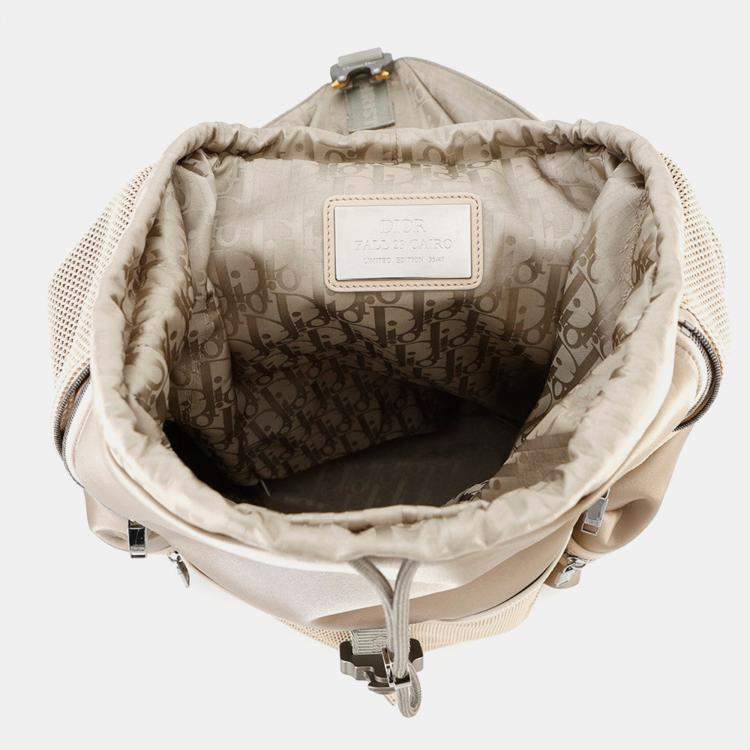 Pre Owned Dior Cobra Backpack Khaki/Beige Nylon Mesh