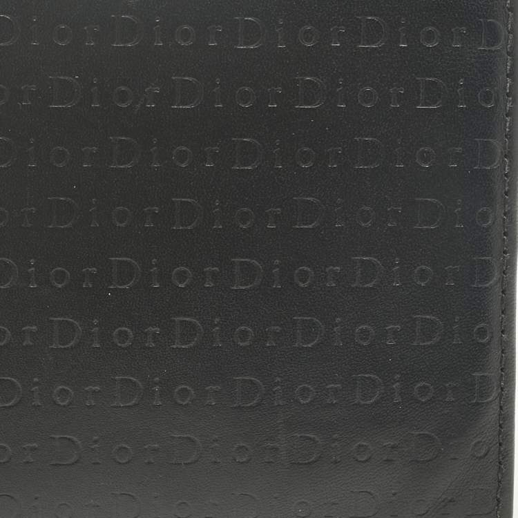 Pre Owned Dior Black Logo Embossed Leather Bifold Wallet