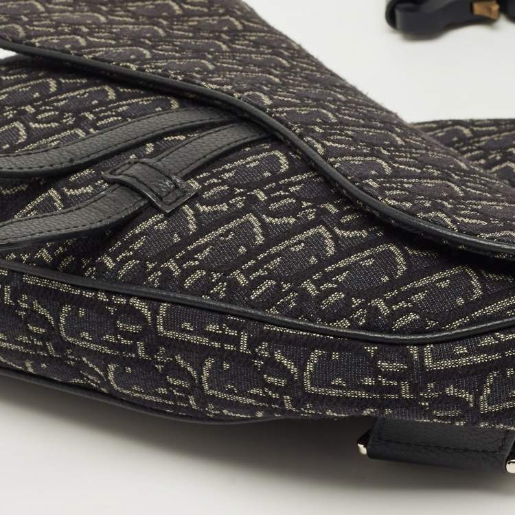 Pre Owned Dior Black Oblique Canvas and Leather Saddle Bag