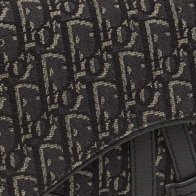 Pre Owned Dior Black Oblique Canvas and Leather Saddle Bag