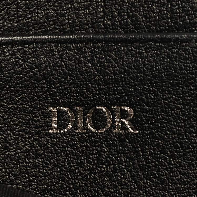 Pre Owned Dior Black Leather Zip Wristlet Pouch