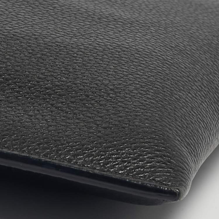 Pre Owned Dior Black Leather Zip Wristlet Pouch